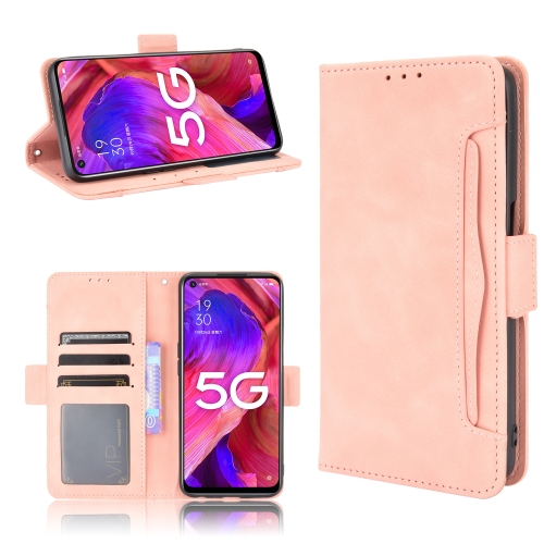 

For OPPO A54 5G / A74 5G / A93 5G Skin Feel Calf Pattern Horizontal Flip Leather Case with Holder & Card Slots & Photo Frame(Pink)