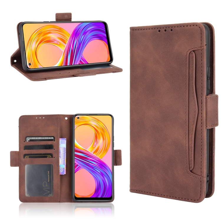 

For OPPO Realme 8 4G / Realme 8 Pro 4G Skin Feel Calf Pattern Horizontal Flip Leather Case with Holder & Card Slots & Photo Frame(Brown)