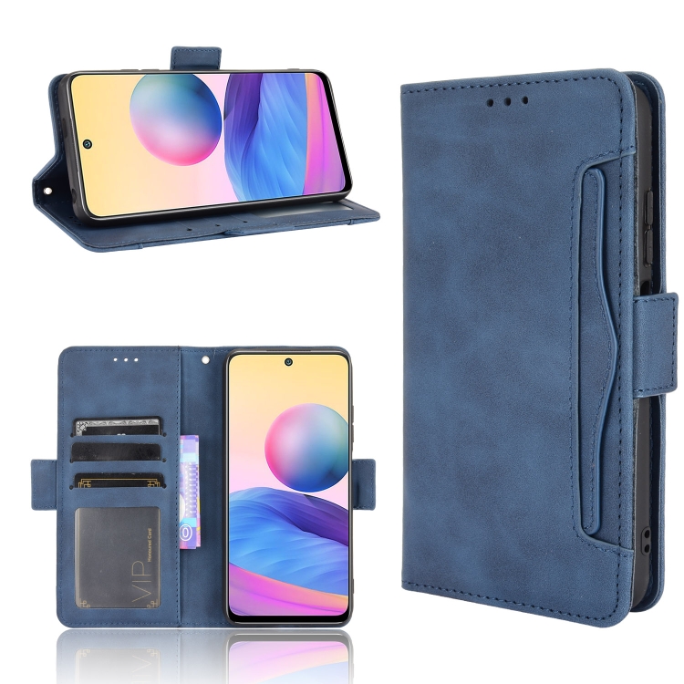 

For Xiaomi Redmi Note 10 5G Skin Feel Calf Pattern Horizontal Flip Leather Case with Holder & Card Slots & Photo Frame(Blue)