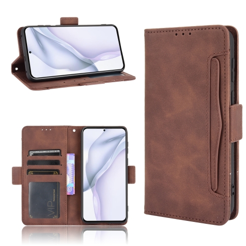 

For Huawei P50 Skin Feel Calf Pattern Horizontal Flip Leather Case with Holder & Card Slots & Photo Frame(Brown)