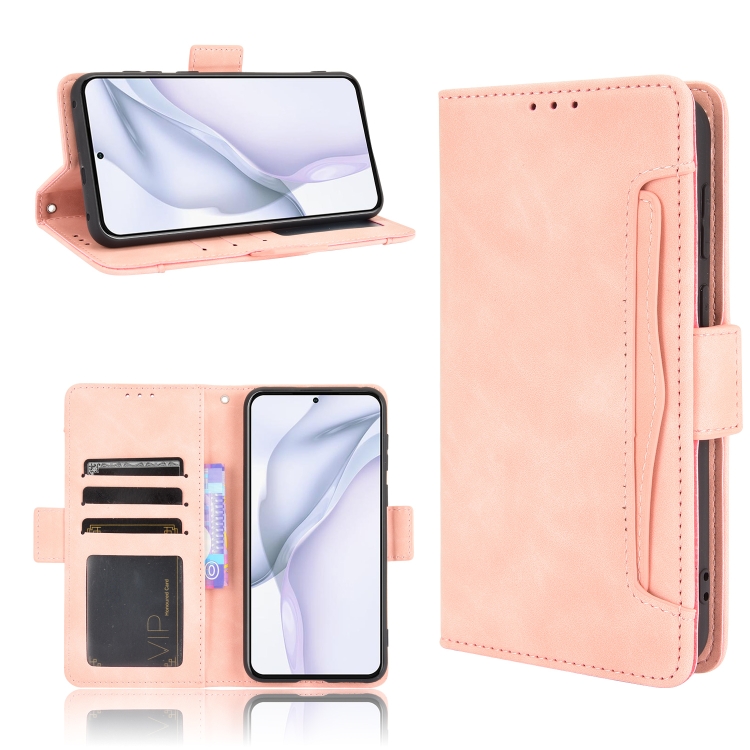

For Huawei P50 Skin Feel Calf Pattern Horizontal Flip Leather Case with Holder & Card Slots & Photo Frame(Pink)