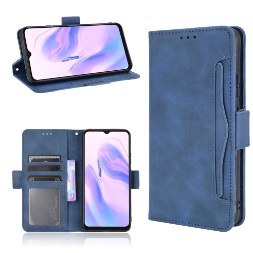 

For Blackview A70 (2021) Skin Feel Calf Pattern Horizontal Flip Leather Case with Holder & Card Slots & Photo Frame(Blue)