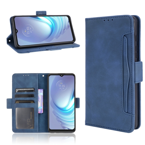 

For Motorola Moto G50 Skin Feel Calf Pattern Horizontal Flip Leather Case with Holder & Card Slots & Photo Frame(Blue)