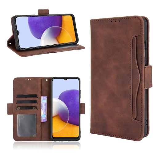 

For Samsung Galaxy A22 5G Skin Feel Calf Pattern Horizontal Flip Leather Case with Holder & Card Slots & Photo Frame(Brown)