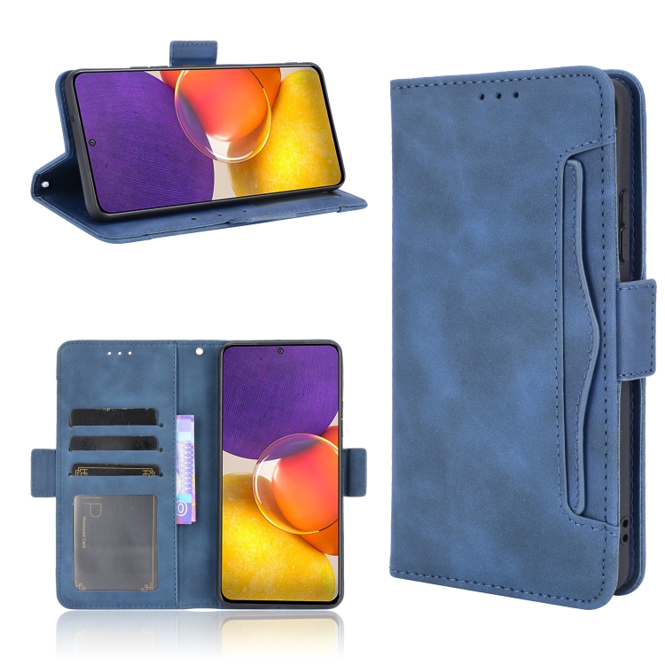 

For Samsung Galaxy A82 5G / Quantum 2 5G Skin Feel Calf Pattern Horizontal Flip Leather Case with Holder & Card Slots & Photo Frame(Blue)