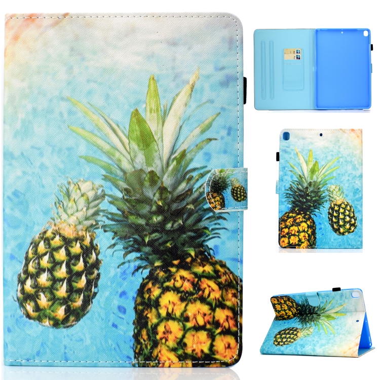 

For iPad 10.2 inch Colored Drawing Horizontal Flip Leather Case with Holder & Card Slots & Pen Slot & Sleep / Wake-up Function(Pineapple)
