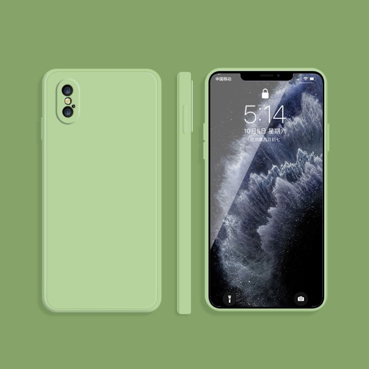 

Solid Color Imitation Liquid Silicone Straight Edge Dropproof Full Coverage Protective Case For iPhone X / XS(Matcha Green)