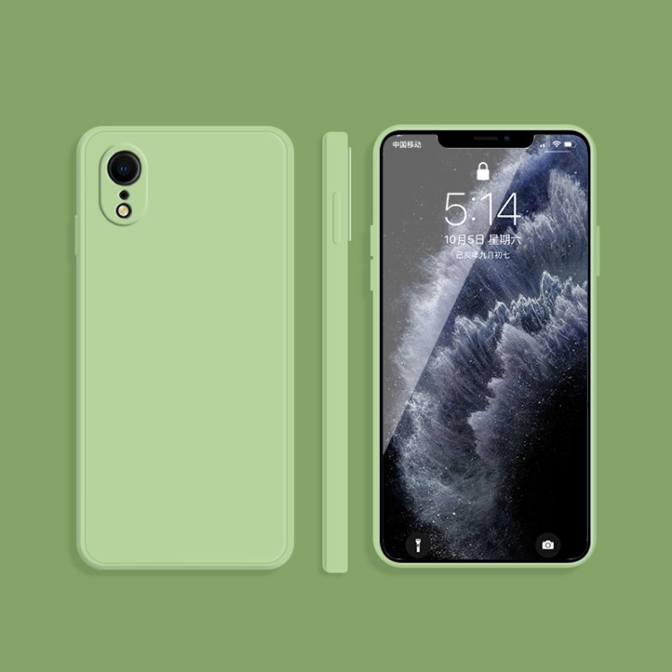 

Solid Color Imitation Liquid Silicone Straight Edge Dropproof Full Coverage Protective Case For iPhone XR(Matcha Green)