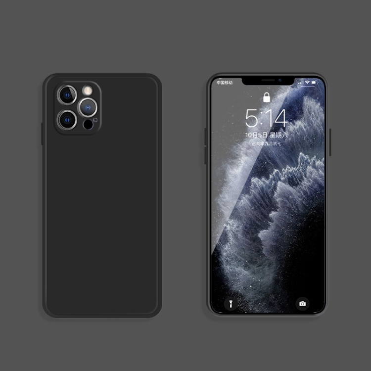 

Solid Color Imitation Liquid Silicone Straight Edge Dropproof Full Coverage Protective Case For iPhone 12 Pro(Black)