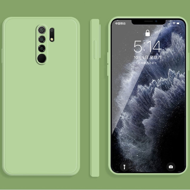 

For Xiaomi Redmi 9 Solid Color Imitation Liquid Silicone Straight Edge Dropproof Full Coverage Protective Case(Matcha Green)