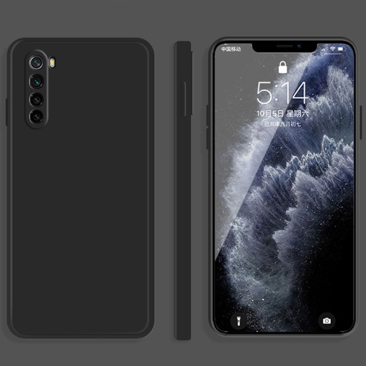 

For Xiaomi Redmi Note 8 Solid Color Imitation Liquid Silicone Straight Edge Dropproof Full Coverage Protective Case(Black)