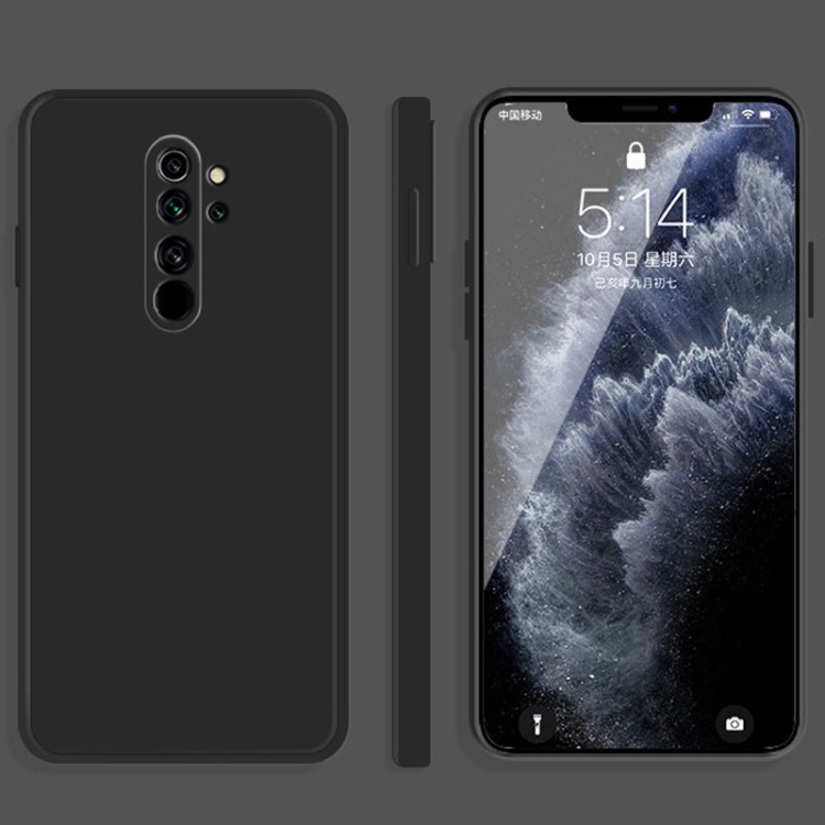 

For Xiaomi Redmi Note 8 Pro Solid Color Imitation Liquid Silicone Straight Edge Dropproof Full Coverage Protective Case(Black)