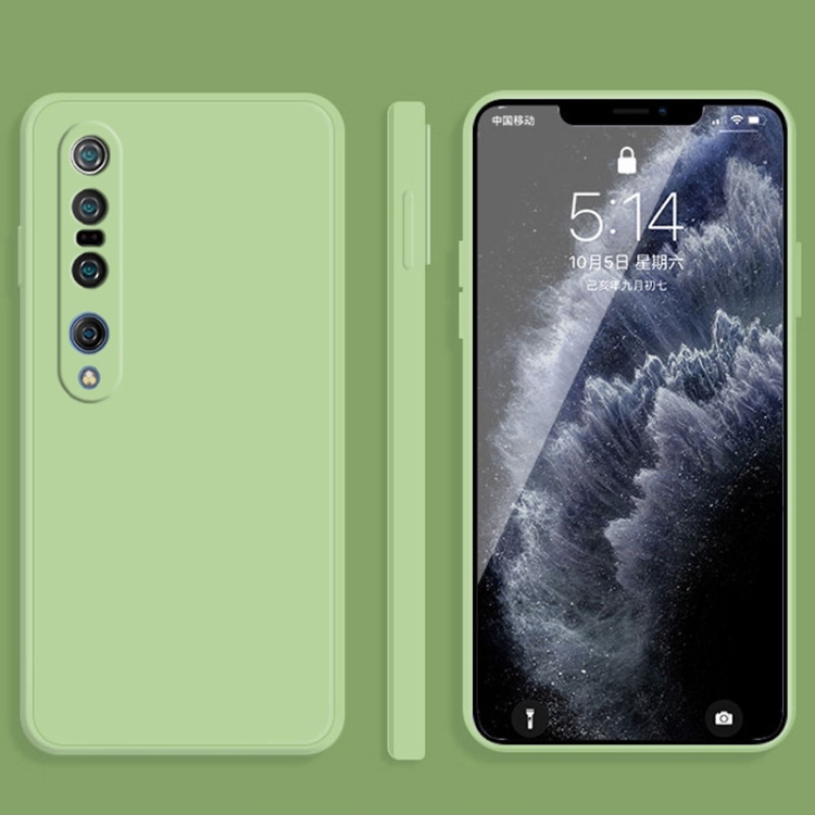 

For Xiaomi Mi 10 Pro Solid Color Imitation Liquid Silicone Straight Edge Dropproof Full Coverage Protective Case(Matcha Green)
