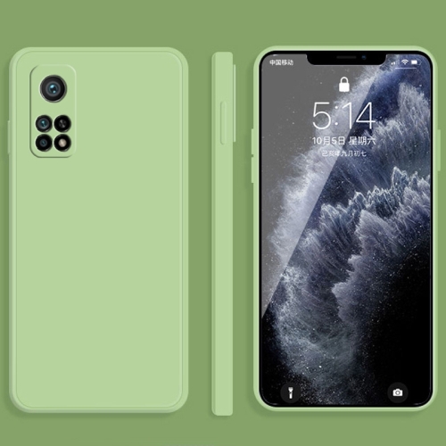 

For Xiaomi Mi 10T Solid Color Imitation Liquid Silicone Straight Edge Dropproof Full Coverage Protective Case(Matcha Green)