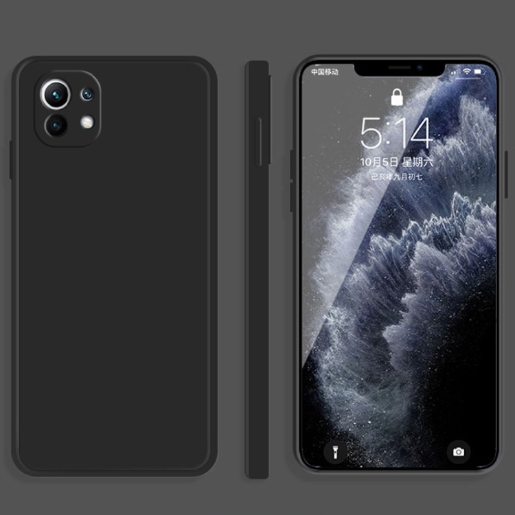

For Xiaomi Mi 11 Solid Color Imitation Liquid Silicone Straight Edge Dropproof Full Coverage Protective Case(Black)