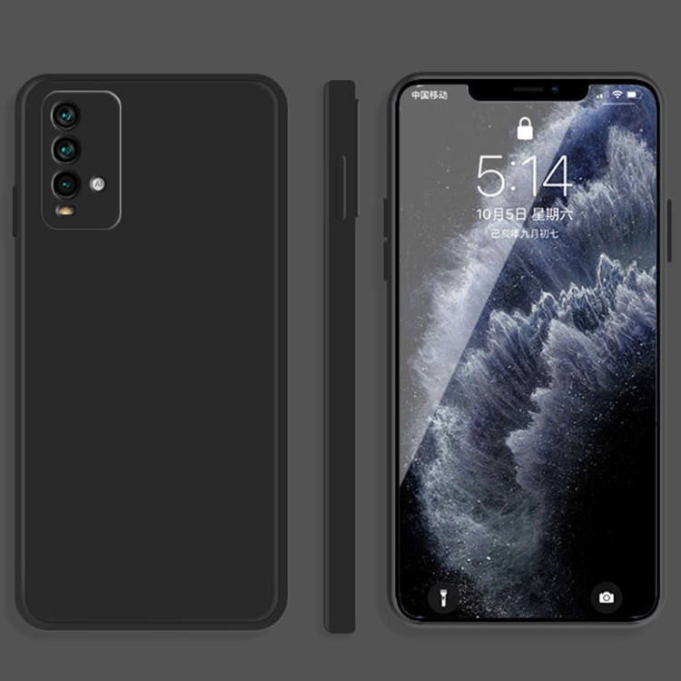 

For Xiaomi Redmi Note 9 4G Solid Color Imitation Liquid Silicone Straight Edge Dropproof Full Coverage Protective Case(Black)