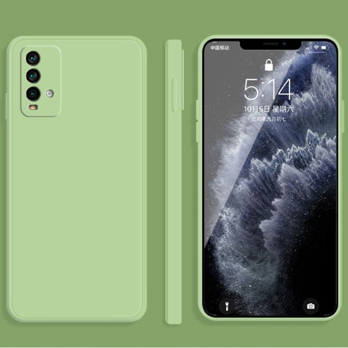 

For Xiaomi Redmi Note 9 4G Solid Color Imitation Liquid Silicone Straight Edge Dropproof Full Coverage Protective Case(Matcha Green)