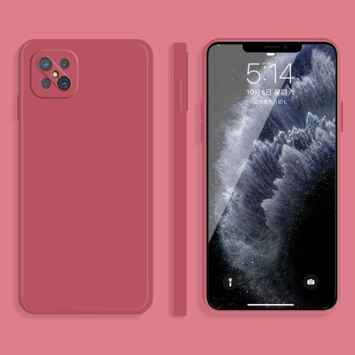 

For OPPO A92s Solid Color Imitation Liquid Silicone Straight Edge Dropproof Full Coverage Protective Case(Red)