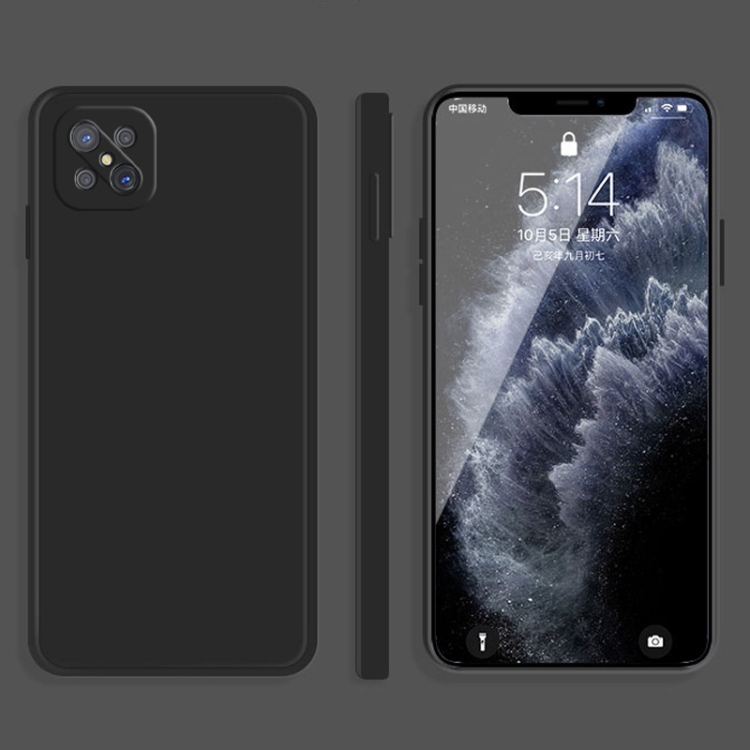 

For OPPO A92s Solid Color Imitation Liquid Silicone Straight Edge Dropproof Full Coverage Protective Case(Black)