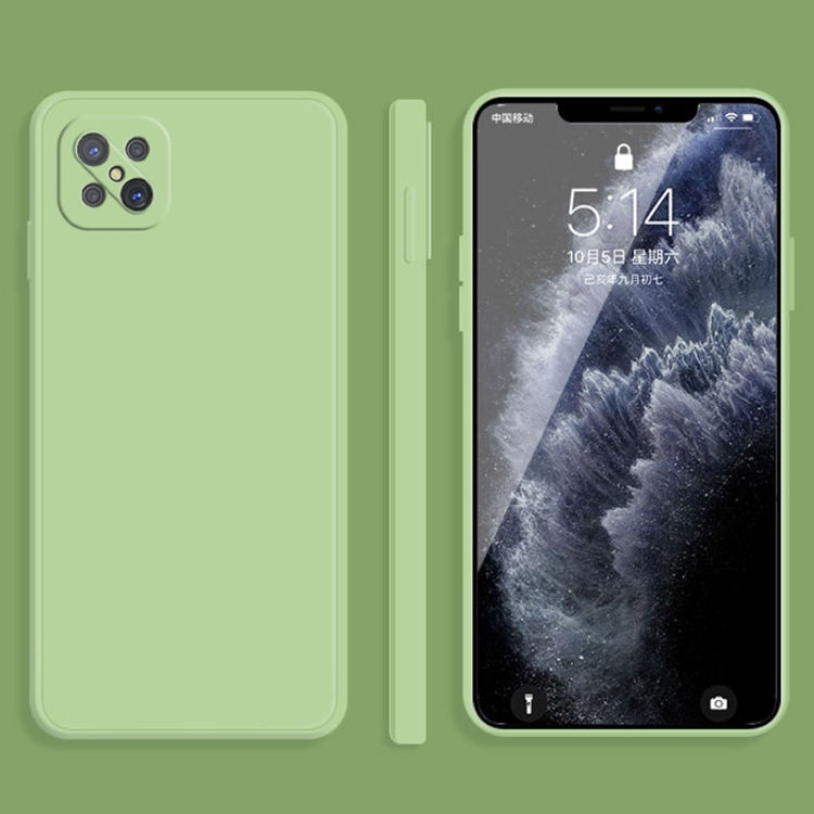 

For OPPO A92s Solid Color Imitation Liquid Silicone Straight Edge Dropproof Full Coverage Protective Case(Matcha Green)