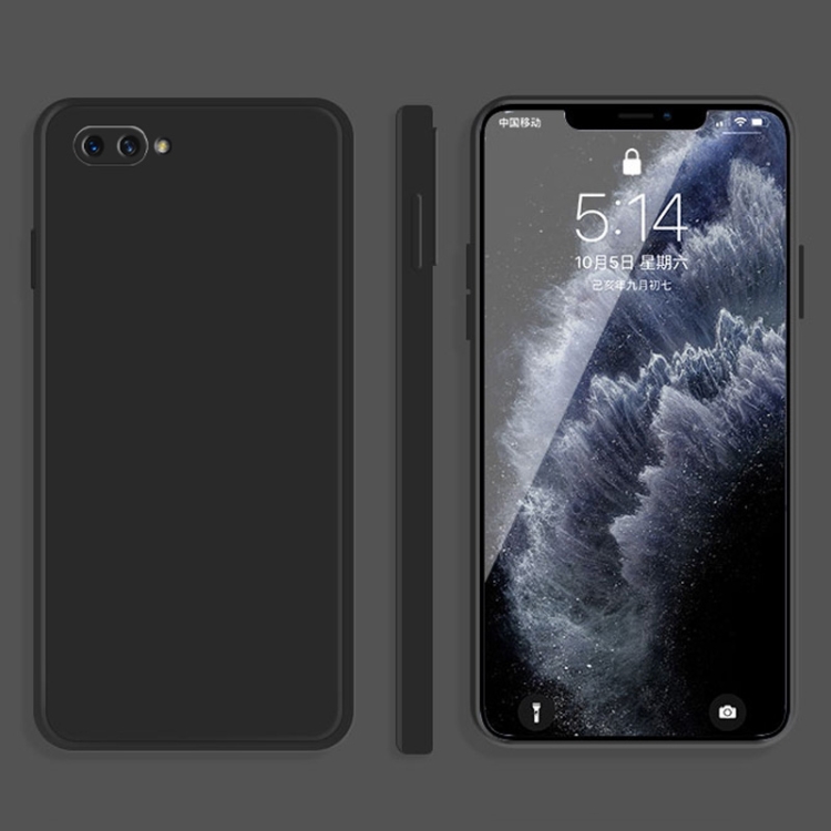 

For OPPO A5 / A3s Solid Color Imitation Liquid Silicone Straight Edge Dropproof Full Coverage Protective Case(Black)
