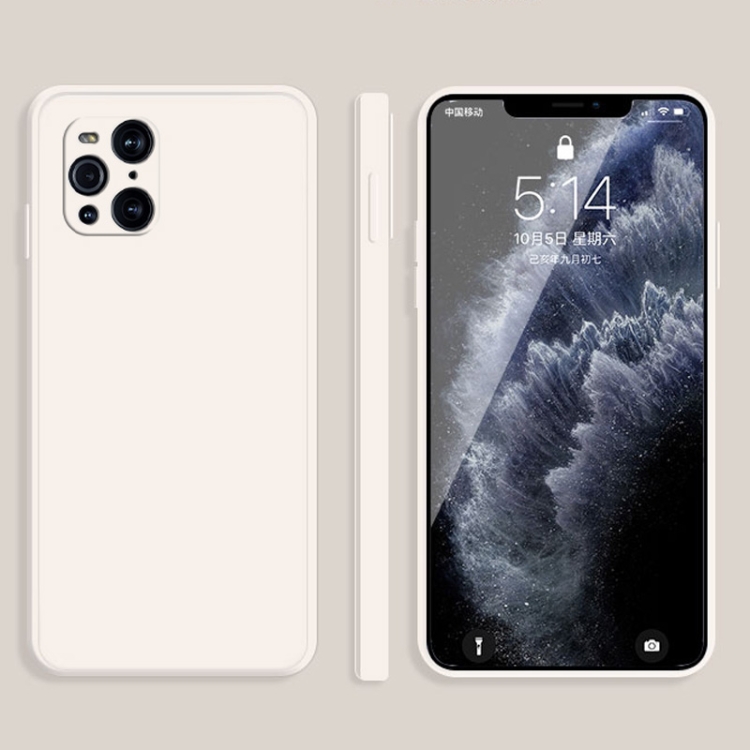 

For OPPO Find X3 Solid Color Imitation Liquid Silicone Straight Edge Dropproof Full Coverage Protective Case(White)