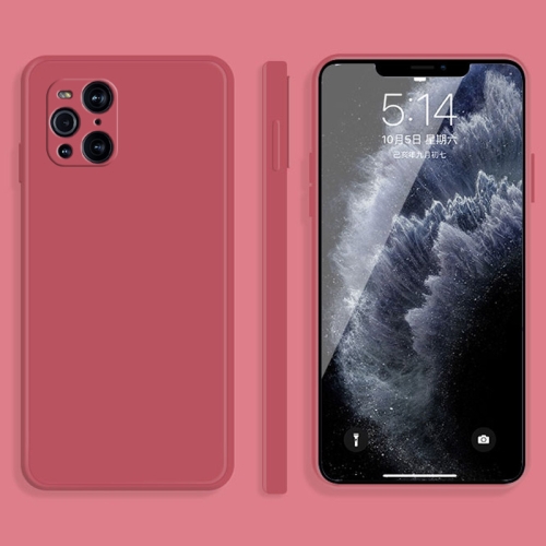 

For OPPO Find X3 Solid Color Imitation Liquid Silicone Straight Edge Dropproof Full Coverage Protective Case(Red)