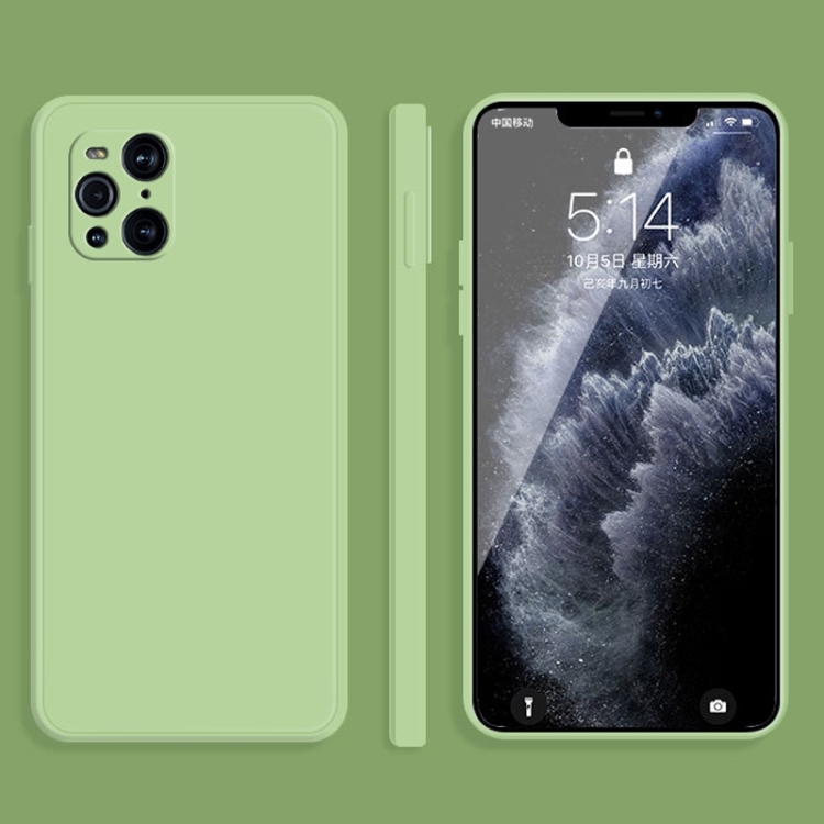 

For OPPO Find X3 Solid Color Imitation Liquid Silicone Straight Edge Dropproof Full Coverage Protective Case(Matcha Green)
