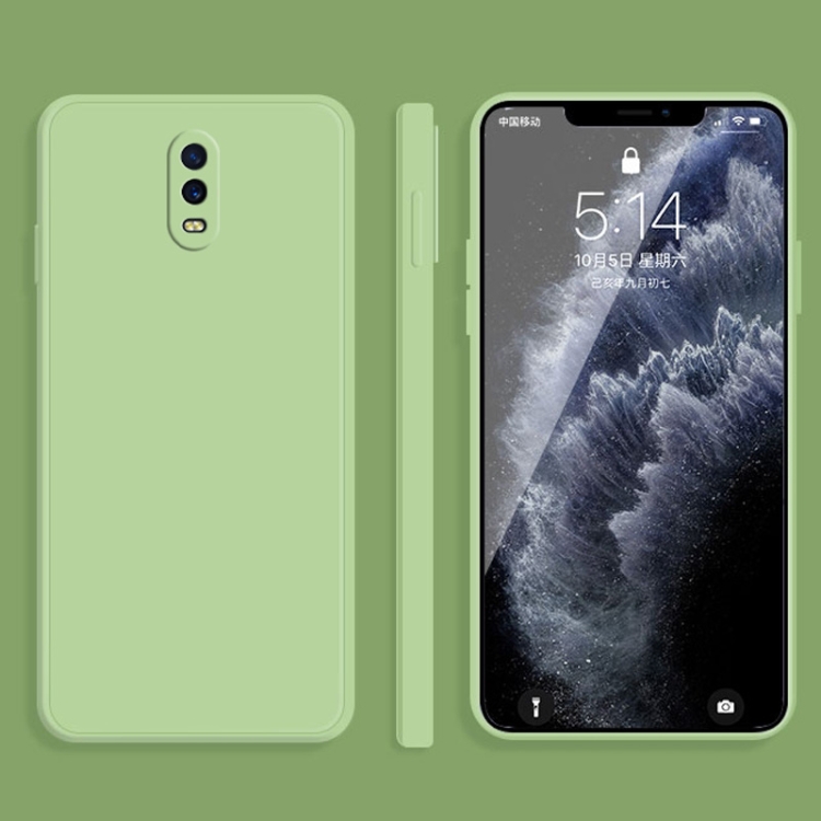 

For OPPO R17 Solid Color Imitation Liquid Silicone Straight Edge Dropproof Full Coverage Protective Case(Matcha Green)
