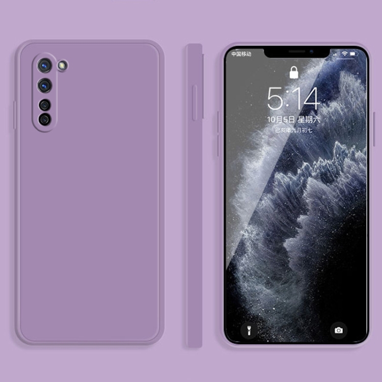 

For OPPO Reno3 Solid Color Imitation Liquid Silicone Straight Edge Dropproof Full Coverage Protective Case(Purple)