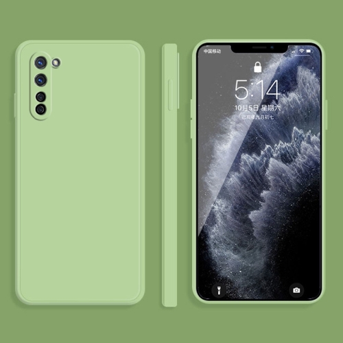 

For OPPO Reno3 Solid Color Imitation Liquid Silicone Straight Edge Dropproof Full Coverage Protective Case(Matcha Green)