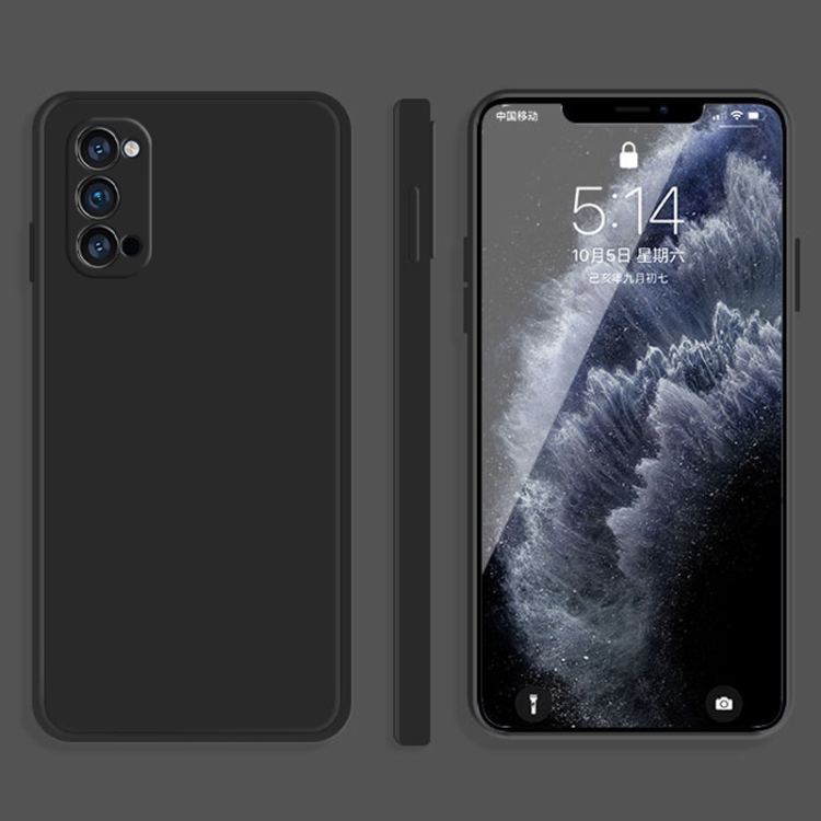 

For OPPO Reno4 Pro Solid Color Imitation Liquid Silicone Straight Edge Dropproof Full Coverage Protective Case(Black)