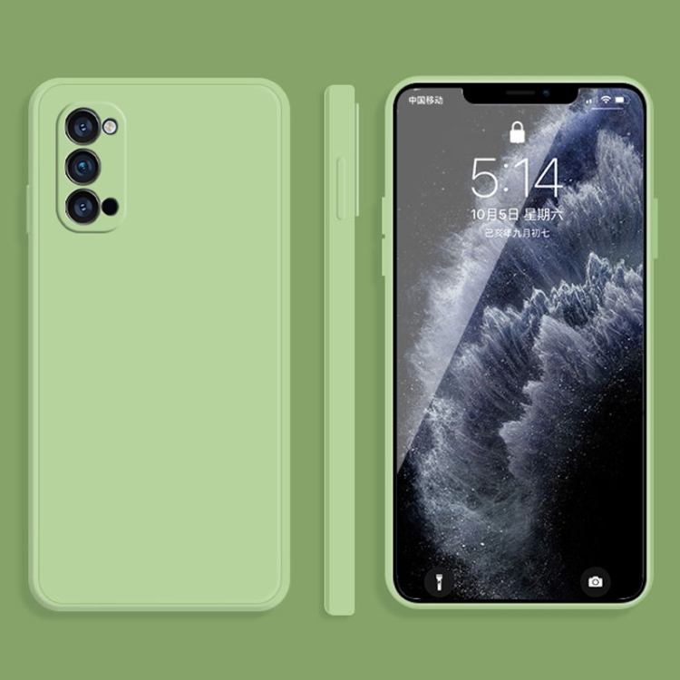 

For OPPO Reno4 Pro Solid Color Imitation Liquid Silicone Straight Edge Dropproof Full Coverage Protective Case(Matcha Green)