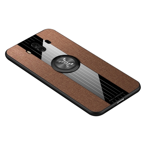 

For Huawei Mate 10 XINLI Stitching Cloth Textue Shockproof TPU Protective Case with Ring Holder(Brown)