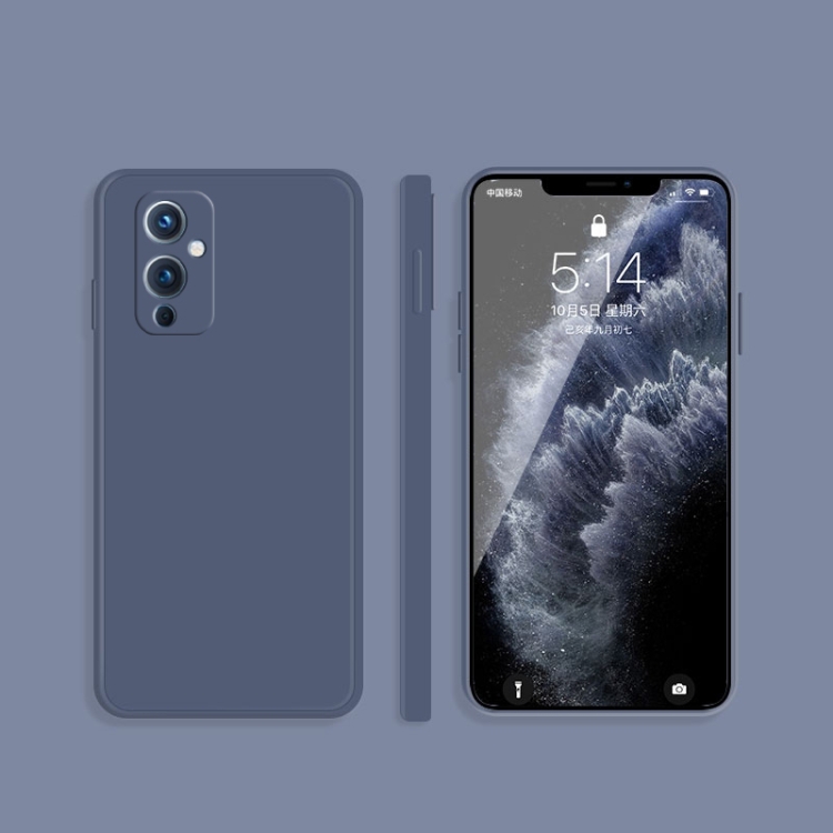 

For OnePlus 9 Solid Color Imitation Liquid Silicone Straight Edge Dropproof Full Coverage Protective Case(Gray)