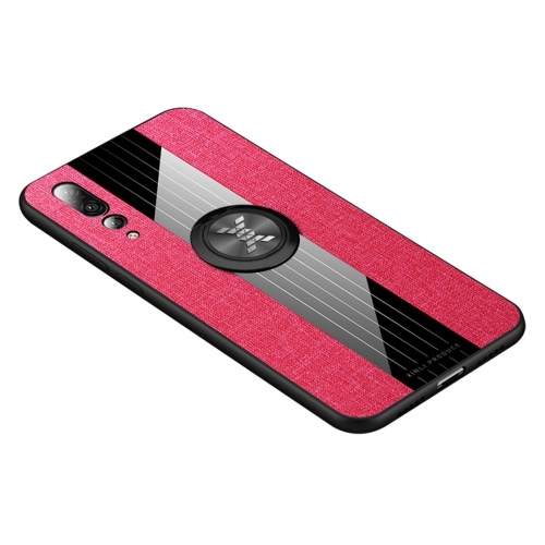 

For Huawei P20 Pro XINLI Stitching Cloth Textue Shockproof TPU Protective Case with Ring Holder(Red)