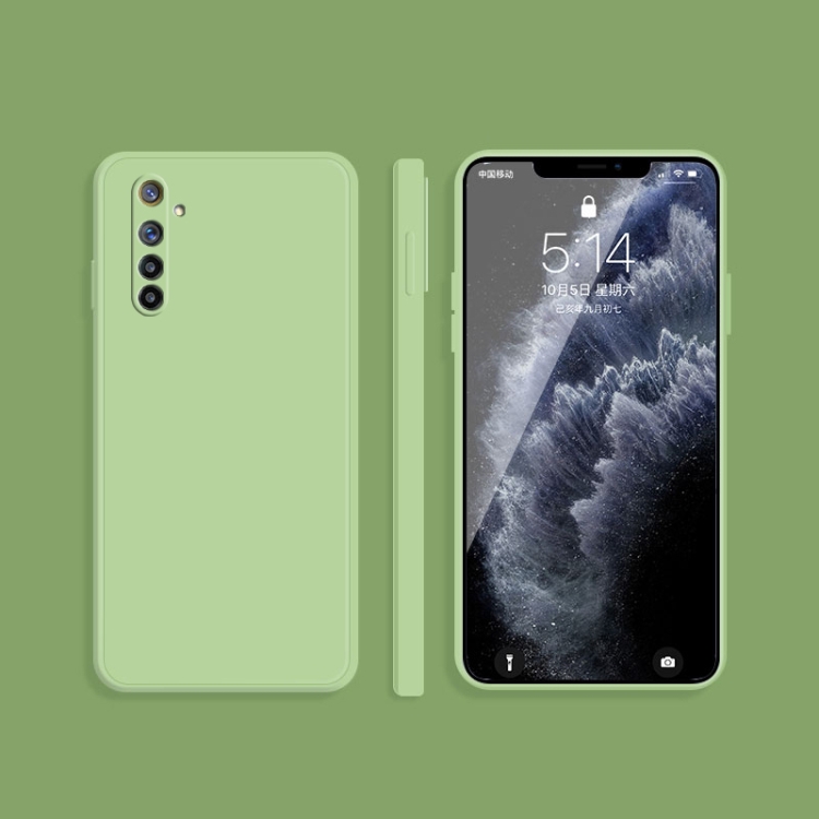

For OPPO Realme 6 Solid Color Imitation Liquid Silicone Straight Edge Dropproof Full Coverage Protective Case(Matcha Green)