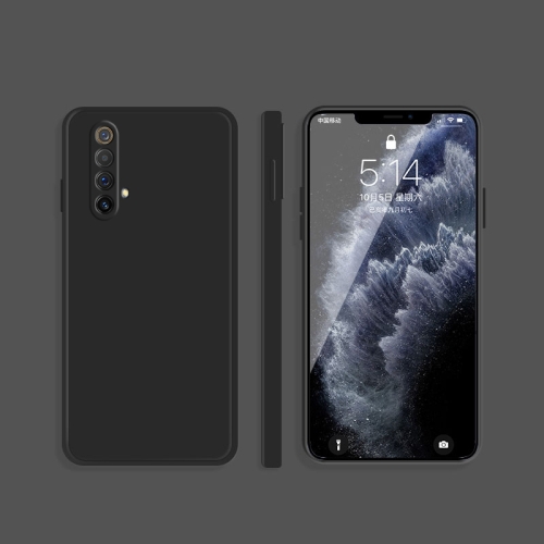 

For OPPO Realme X50 5G Solid Color Imitation Liquid Silicone Straight Edge Dropproof Full Coverage Protective Case(Black)