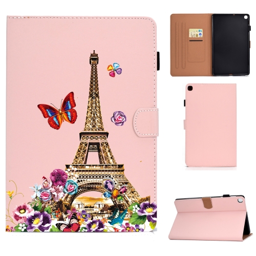 

For Samsung Galaxy Tab A7 Lite 8.7 (2021) T220 Pure Color Painting Horizontal Flip Leather Case with Card Slots & Holder & Lanyard(Iron Tower)