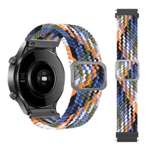 

For Huami Amazfit Bip U Pro Adjustable Nylon Braided Elasticity Replacement Strap Watchband(Colorful Denim)