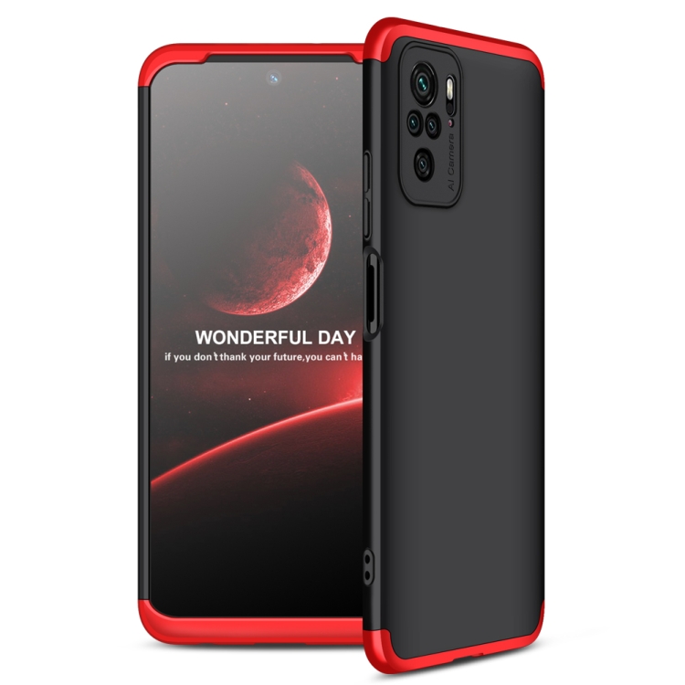 

For Xiaomi Redmi Note 10 GKK Three Stage Splicing Full Coverage PC Case(Black Red)