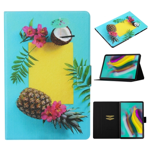 

For Samsung Galaxy Tab A7 Lite 8.7 (2021) T220 Voltage Texture Coloured Drawing Horizontal Flip Leather Case with Holder & Card Slot(Pineapple)