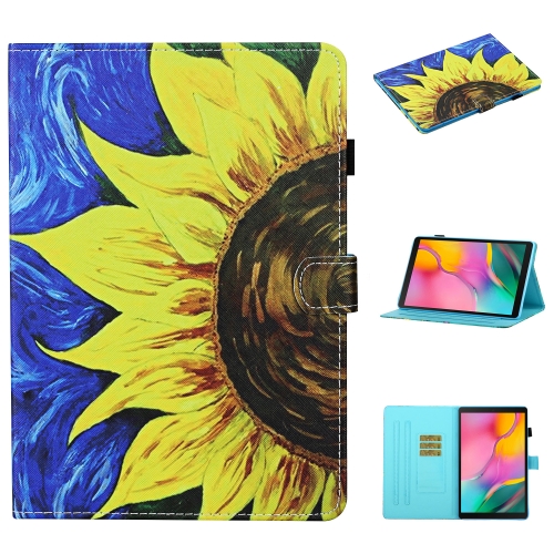 

For Samsung Galaxy Tab A7 Lite 8.7 (2021) T220 Coloured Drawing Stitching Horizontal Flip Leather Case with Holder & Card Slot(Sunflower)
