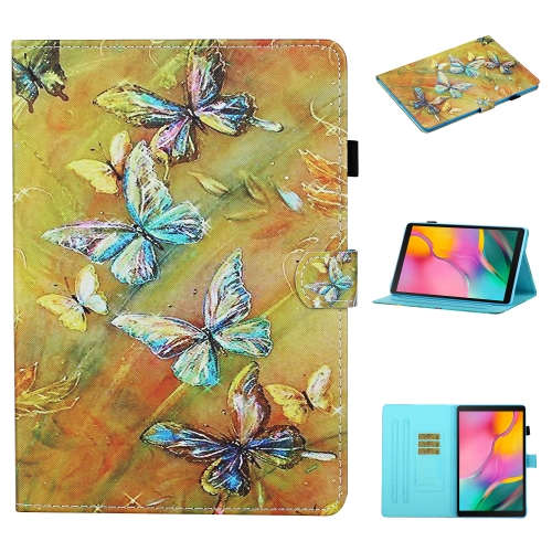 

For Samsung Galaxy Tab A7 Lite 8.7 (2021) T220 Coloured Drawing Stitching Horizontal Flip Leather Case with Holder & Card Slot(Butterflies)