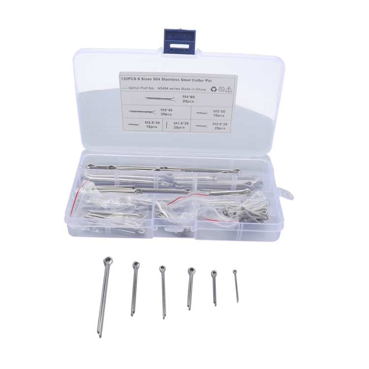 

A5494 120 PCS Car U-shape 304 Stainless Steel Cotter Pin Clip Key Fastner Fitting Assortment Kit