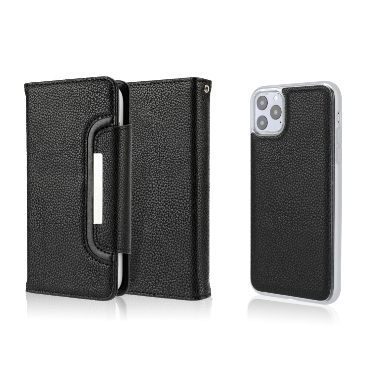 

Litchi Texture Horizontal Flip Buckle Detachable Magnetic PU Leather Case with Card Slots & Wallet & Photo Frame For iPhone 11 Pro Max(Black)