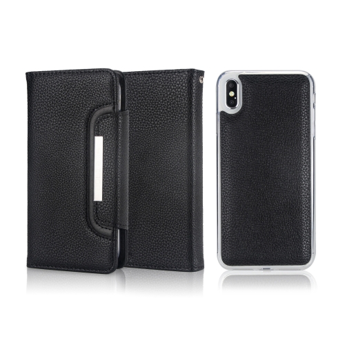 

Litchi Texture Horizontal Flip Buckle Detachable Magnetic PU Leather Case with Card Slots & Wallet & Photo Frame For iPhone XR(Black)