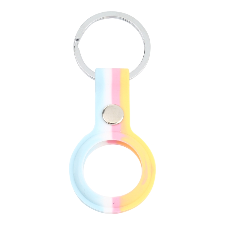

Shockproof Anti-scratch Silicone Protective Case Cover with Keychain Ring Loop For AirTag(Blue White Pink Yellow)