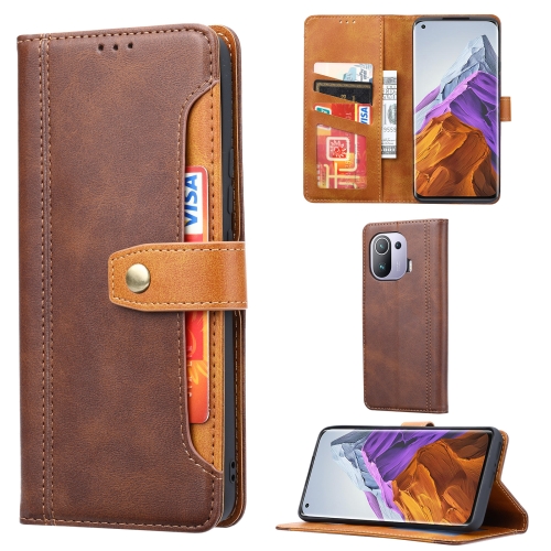 

For Xiaomi Mi 11 Pro Calf Texture Double Fold Clasp Horizontal Flip Leather Case with Photo Frame & Holder & Card Slots & Wallet(Brown)