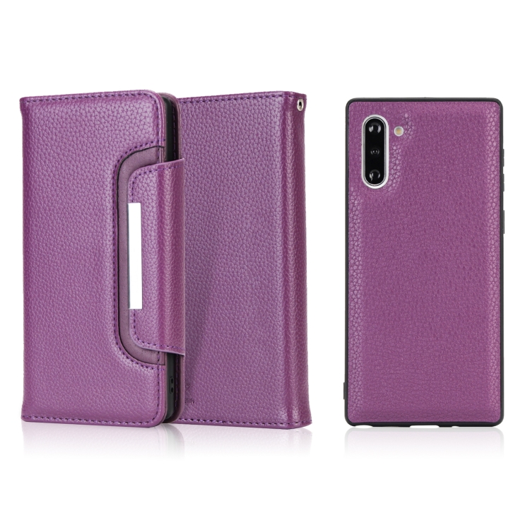 

For Samsung Galaxy Note10 / Note10 5G Litchi Texture Horizontal Flip Buckle Detachable Magnetic PU Leather Case with Card Slots & Wallet & Photo Frame(Purple)